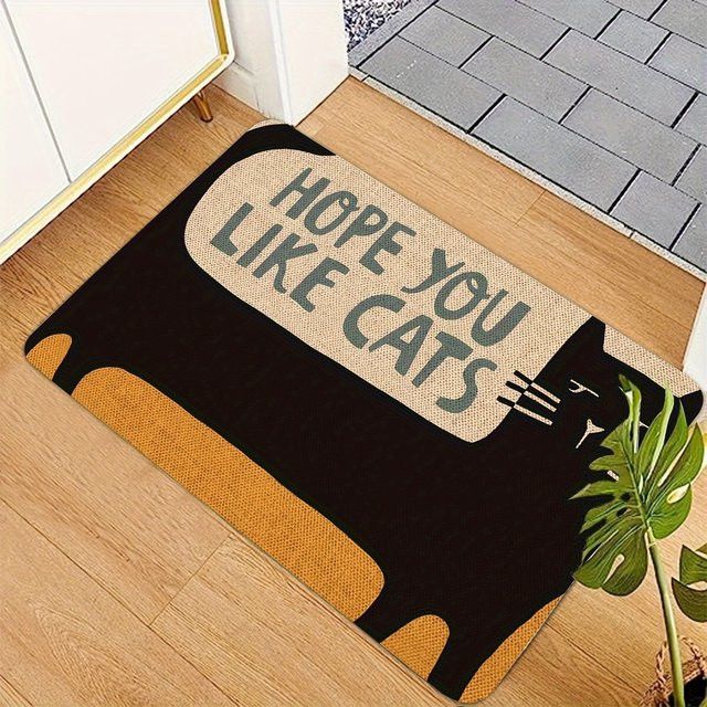 VIKAMA Cartoon Fußmatte Schwarze Katze Weiche Willkommensmatte für Wohnzimmer und Schlafzimmer - Bild 1
