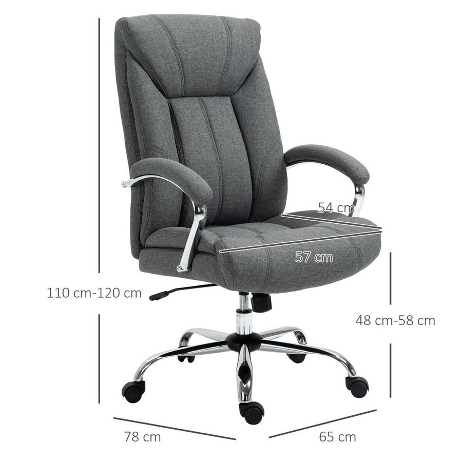 Vinsetto Drehstuhl 921-472V80GY Executive Chair in Grau mit Armlehnen und Rollen, B/T/H: 65 x 78 x 120 cm - Bild 2