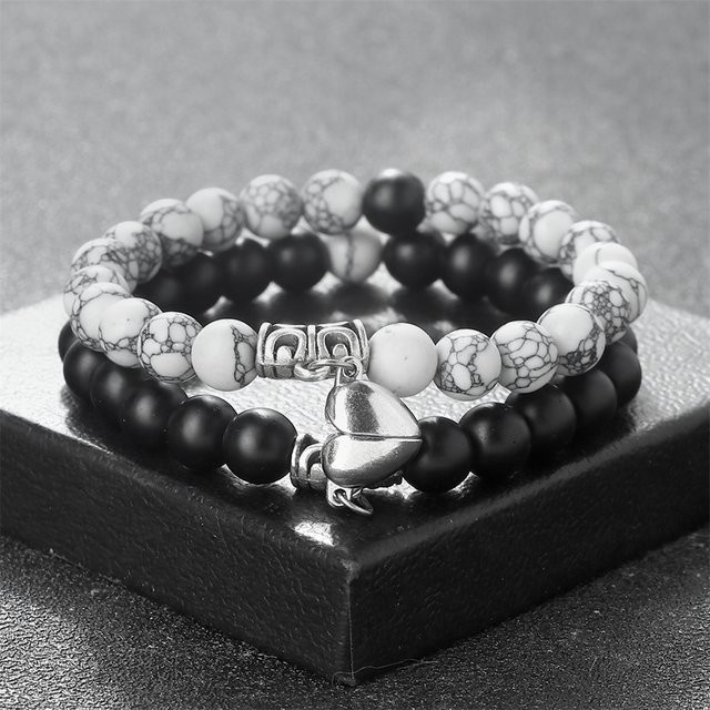 Reliatonny Armband, Perle, Herz Magnet Schnalle, Unisex - Bild 1