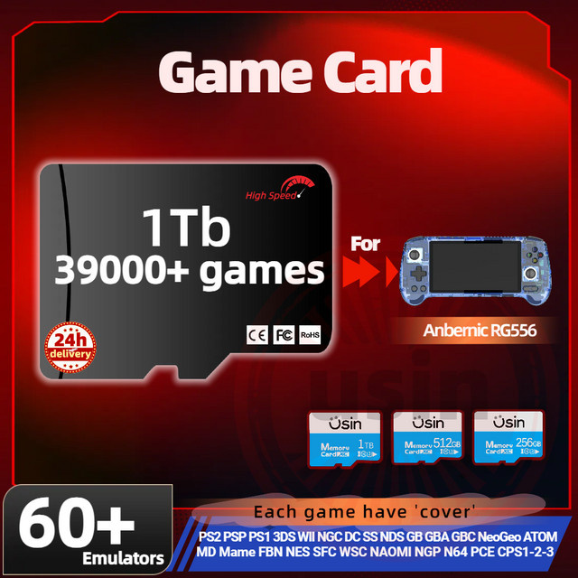 usinyoyo MicroSD Speicherkarte für Anbernic RG556 mit vorinstallierten Retro-Spielen und Emulatoren, 1 TB - Bild 1