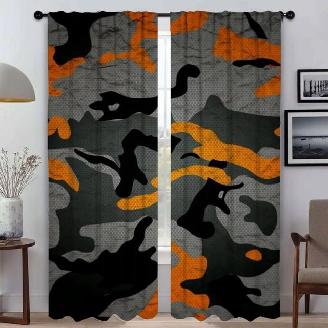 Modernes Design Fenstervorhang Set mit Grafikprint, 2 Stück, Grau, Breite: 50 cm, Höhe: 70 cm - Bild 1