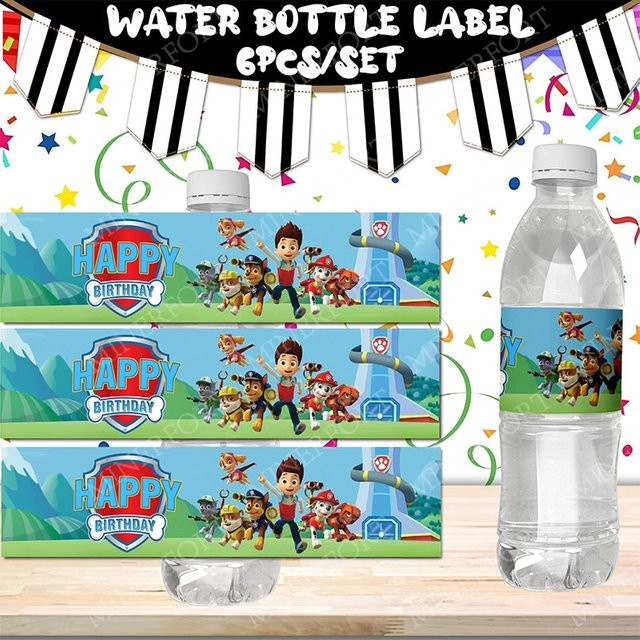 Paw Patrol Wasserflaschen-Aufkleber für Kinder aus Kunststoff, Mehrfarbig - Bild 1