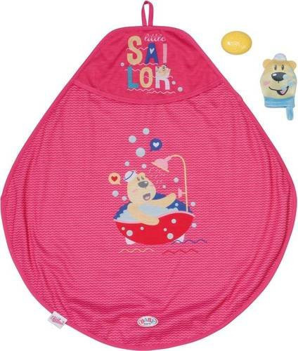 BABY born Bade-Set mit Kapuzenhandtuch und Schwamm in Pink und Gelb mit Bär-Motiv - Bild 1