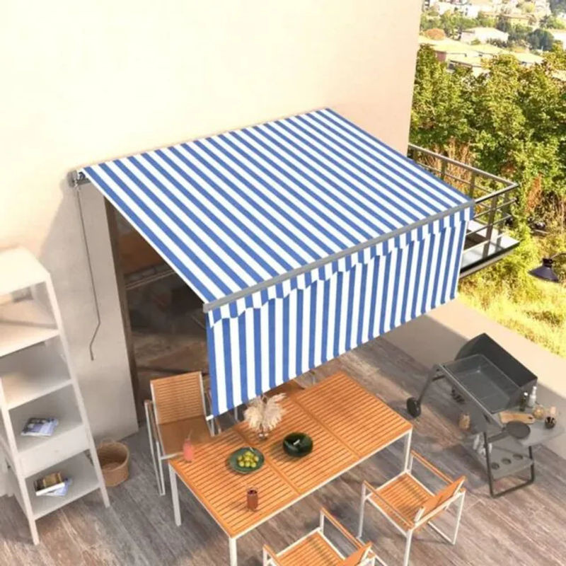 Manuelle Markise mit Rollo von Vidaxl in Blau und Weiß, B x H: 3 x 2,5 m - Bild 1
