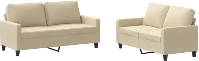 vidaXL 2-teilige Sofagarnitur mit Kissen in Beige aus Stoff für Wohnzimmer und Garten - Bild 1