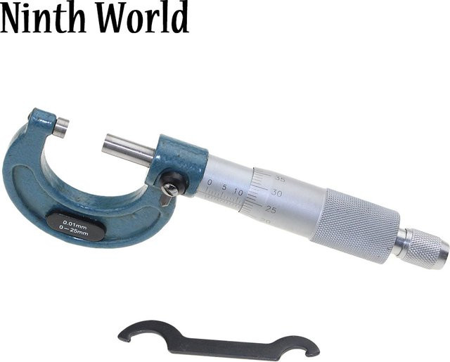 Ninth World Außenmikrometer Präzisionsmesswerkzeug mit Messbereich 0–25 mm und Genauigkeit 0,01 mm inklusive Box - Bild 1