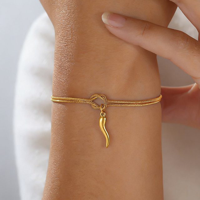 Armband Cornicello Glücksbringer, Gold, Edelstahl, Unisex - Bild 1