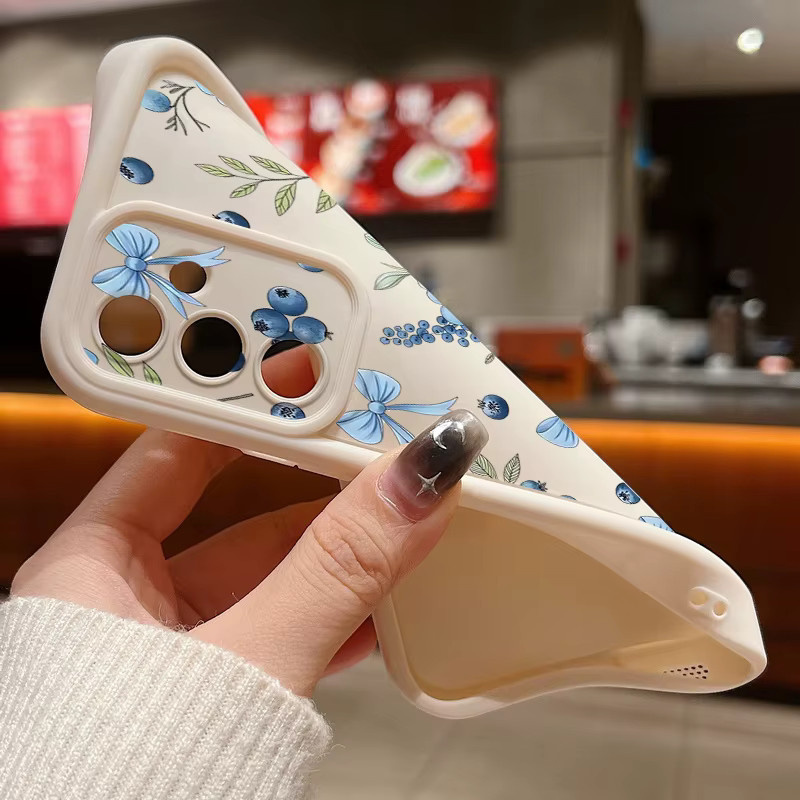 Samsung Handyhülle mit Blumen-Blaubeer-Muster in Blau und Multicolour, weiche TPU Schutzhülle für Galaxy S25 Ultra, S24 Ultra, S23 Ultra, S25 Edge, S24, S23 FE und S22 Plus - Bild 4