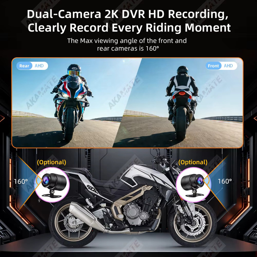 AKAMATE 7-Zoll Motorrad-Recorder mit CarPlay, Android Auto und Bluetooth in Schwarz - Bild 5