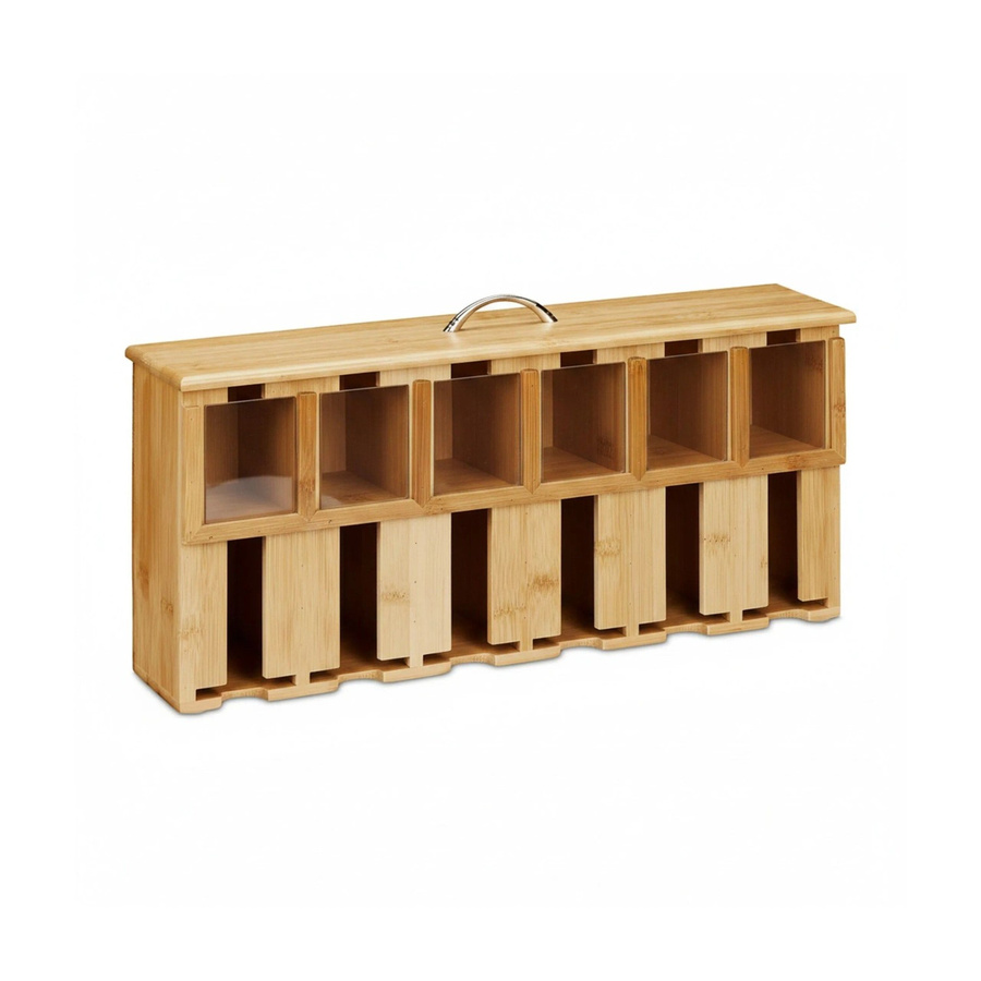 Relaxdays Teebeutelspender aus Bambus in Natur mit 6 Fächern und abnehmbarem Deckel, B/T/H: 46,5 x 22 x 10,5 cm - Bild 2