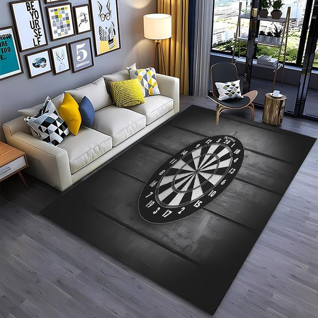 AISILK MOON Dart Zielteppich in Schwarz, rutschfester und weicher Bereichsteppich aus Polyester, B/T: 60 x 40 cm - Bild 1