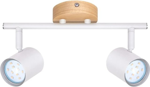 NETTLIFE Deckenstrahler aus Metall und Holz in Weiß, verstellbar, GU10 LED, Industrial Design - Bild 1