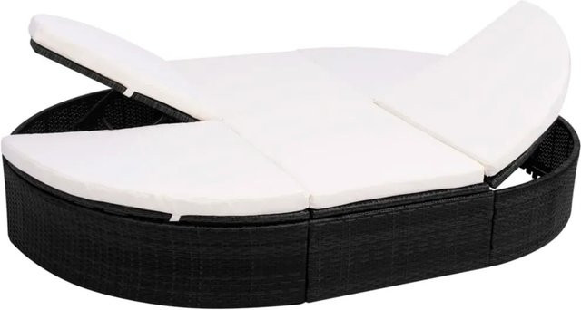 vidaXL Outdoor-Loungebett aus Poly-Rattan mit Kissen und verstellbarer Kopfstütze, Schwarz, B: 200 cm, T: 140 cm, H: 28 cm - Bild 1