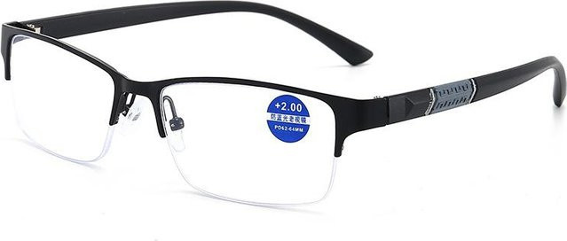 Lesebrille Unisex, Halbrahmen, Metall, schwarz - Bild 1