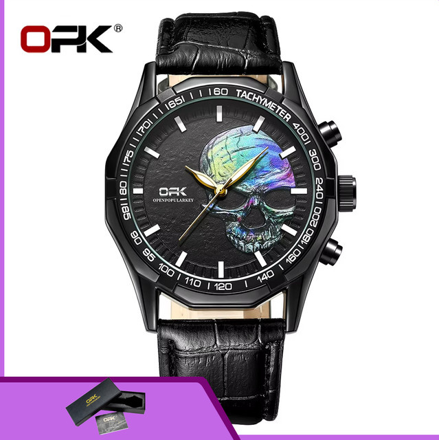 OPK Armbanduhr, Quarz, Lederarmband, Schwarz, Herren - Bild 1