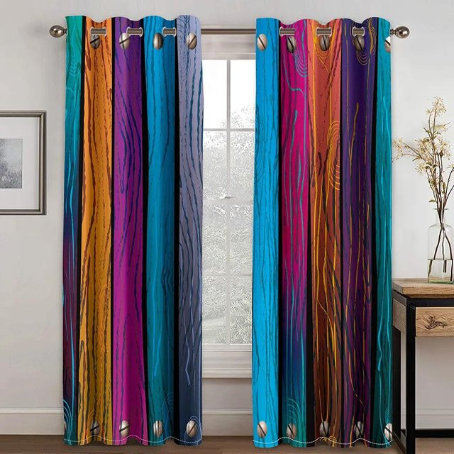 Yiran Furniture Verdunkelungsvorhänge mit Regenbogen-Design und funkelnden Sternen, Mehrfarbig, Breite: 55 cm, Höhe: 185 cm - Bild 1
