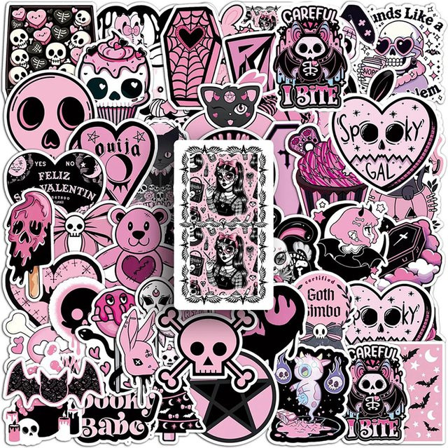 Disney Kawaii Ins Stil Rosa Gothic Ästhetische Aufkleber, 10-teiliges Set - Bild 1
