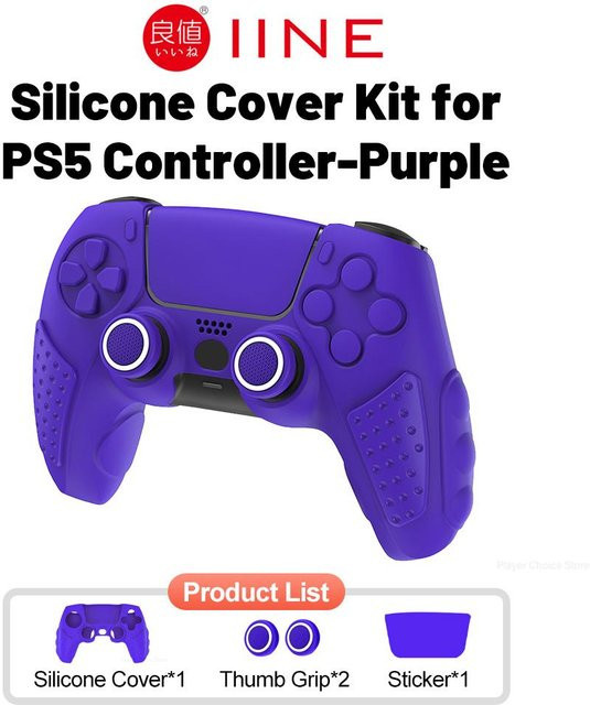 IINE Silikonhülle für PS5 Controller in Purple, Anti-Rutsch Schutzhülle mit Freemove-Funktion für besseren Griff - Bild 1