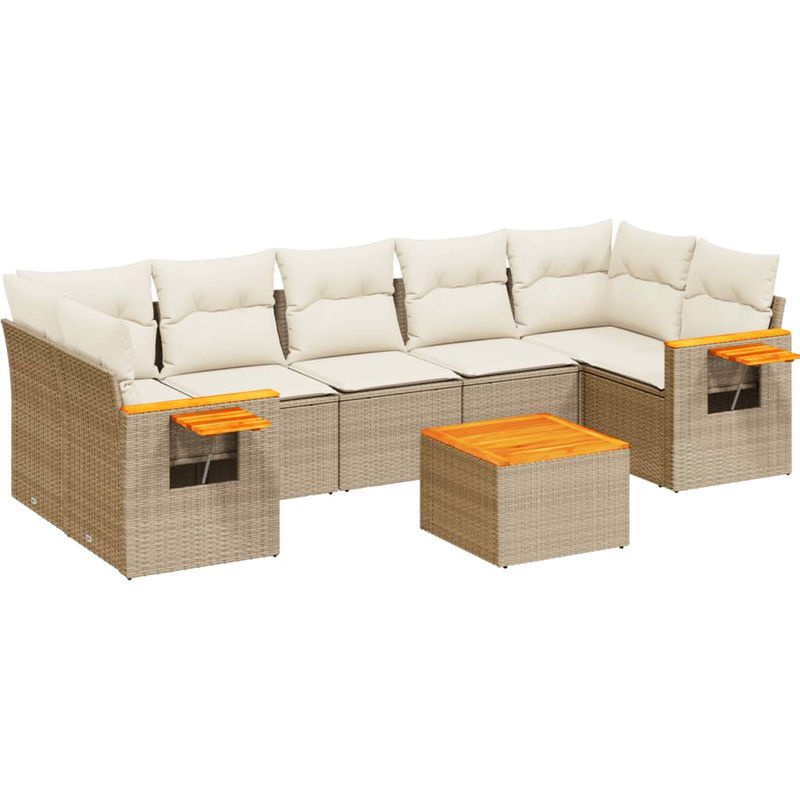 Vidaxl Gartenmöbel-Set aus Polyrattan mit 8-teiligem Kissen-Set in Beige - Bild 2