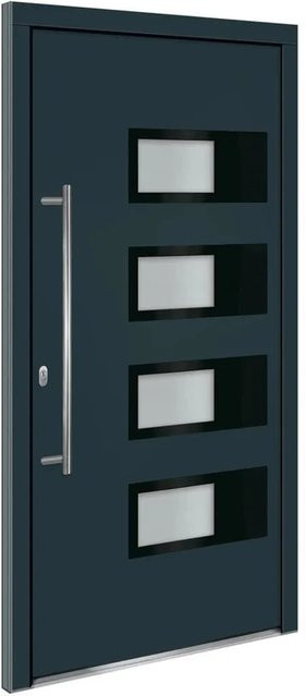 vidaXL Haustür in Anthrazit mit Glaseinsatz aus Aluminium und Kunststoff, B: 110 cm, H: 210 cm - Bild 1