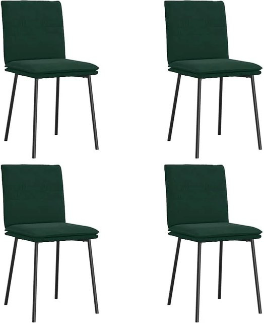 DELUKE Esszimmerstühle VERA 4er Set Polsterstühle aus Samt in Dunkelgrün - Bild 1