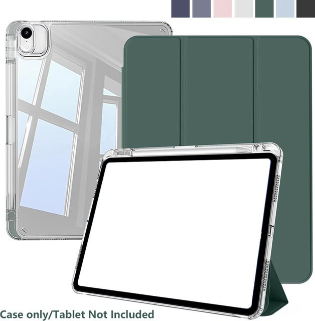 PHYLYN Schutzhülle für iPad Air 11 Zoll M4/M3/M2 (2026/2025/2024), transparente TPU Hülle mit Stifthalter und Auto-Sleep/Wake-Funktion, grün - Bild 1