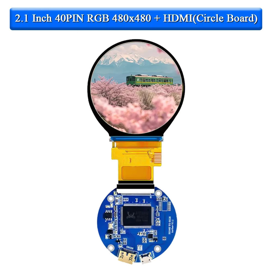 Rundes 2,1 Zoll TFT LED Display Modul mit HD IPS Bildschirm, 480x480 Auflösung, SPI RGB Schnittstelle, MIPI HDMI Treiber ST7701S und kapazitivem Touchscreen - Bild 6