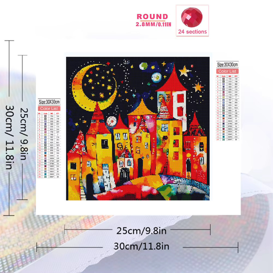 Momoart Diamant-Mosaik DIY Wanddekoration Cartoon-Haus Mondbild in Mehrfarbig, B/T/H: 20 x 20 x 20 cm - Bild 2