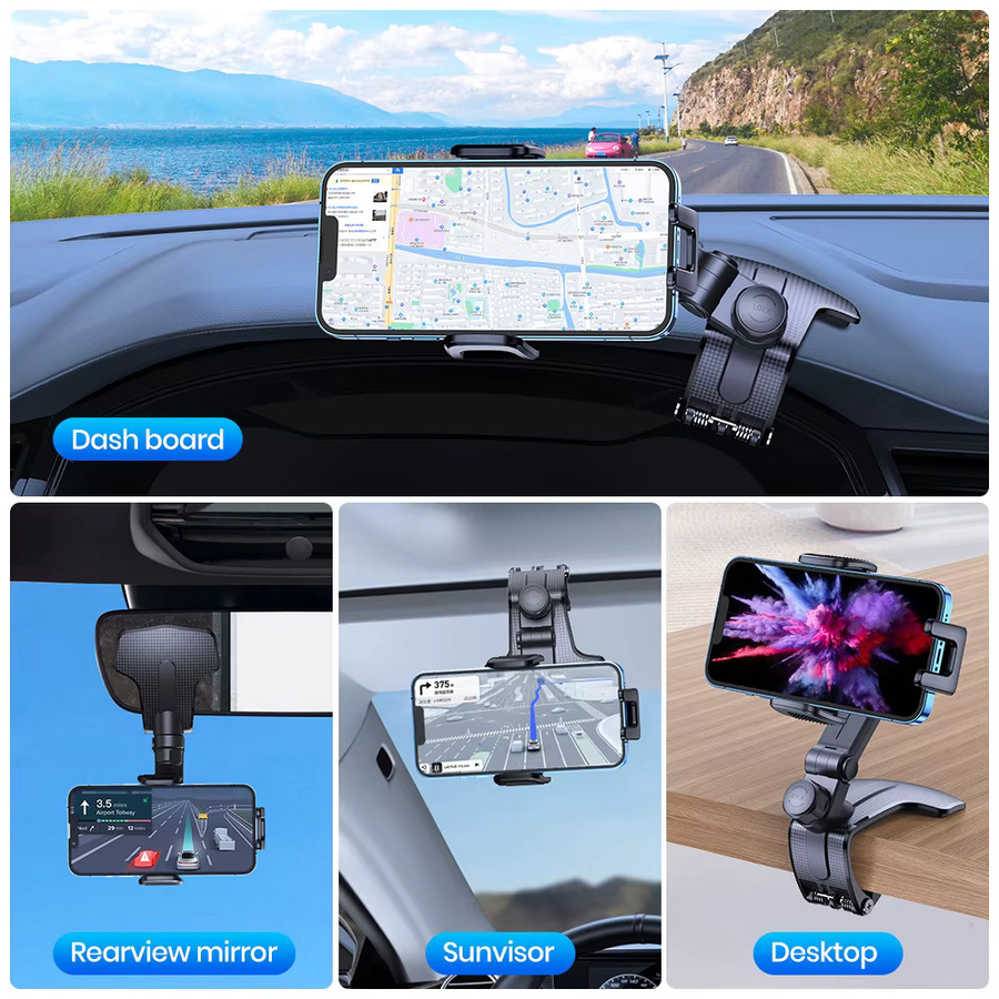 TOPK Autotelefonhalter Armaturenbretthalterung Easy Clip Universal Telefonständer in Schwarz für iPhone, Samsung und Xiaomi - Bild 5