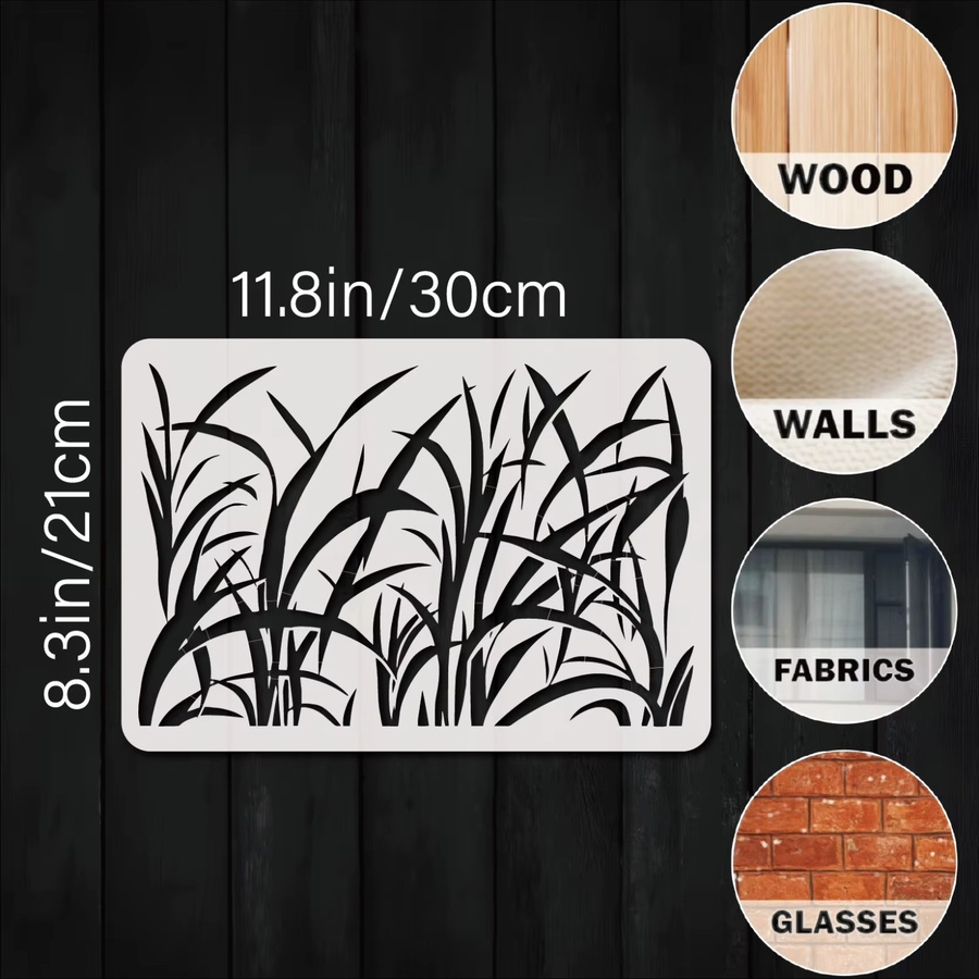 PenhuaMoban DIY Schablone mit Gras-Motiv für Wandmalerei und Scrapbooking, A4, Breite: 21 cm, Höhe: 29 cm - Bild 3