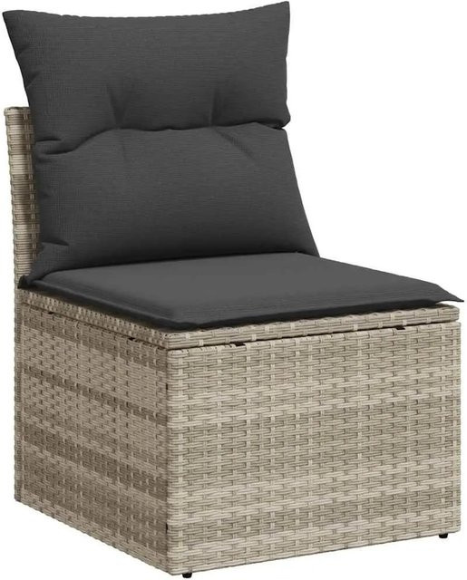 vidaXL Gartensofa ohne Armlehnen aus Poly Rattan mit Kissen in Grau - Bild 1
