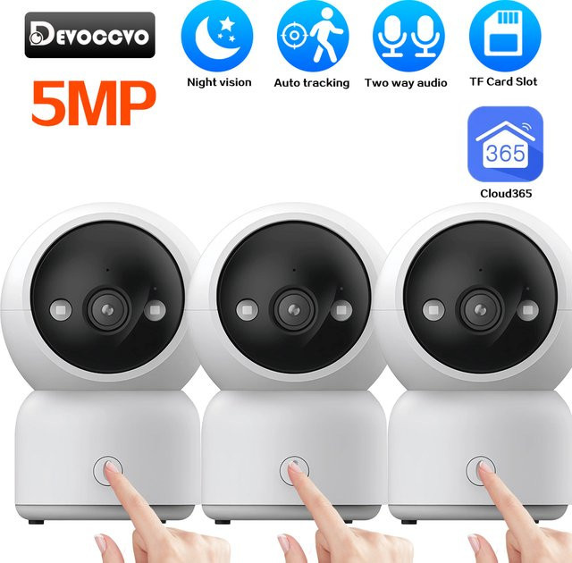 NINIVISION 5MP 2K Smart Home WLAN PTZ Sicherheitskamera mit Auto-Tracking, Babyphone, 2-Wege-Audio und One-Touch-Anruf, CCTV-Videoüberwachungskamera, Weiß - Bild 1