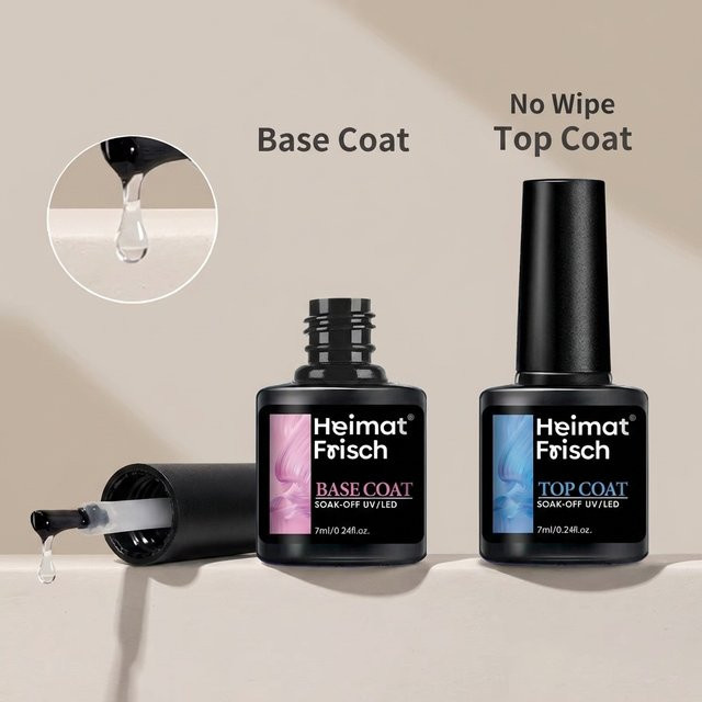 Heimat Frisch Nagelgel No-Wipe Top Coat & Base Coat, 7 ml, Glänzend - Bild 1