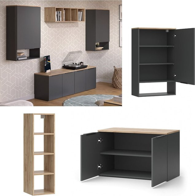 Vicco Wohnwand Wido in Anthrazit und Eiche, 5-teiliges Set für dein Wohnzimmer - Bild 1