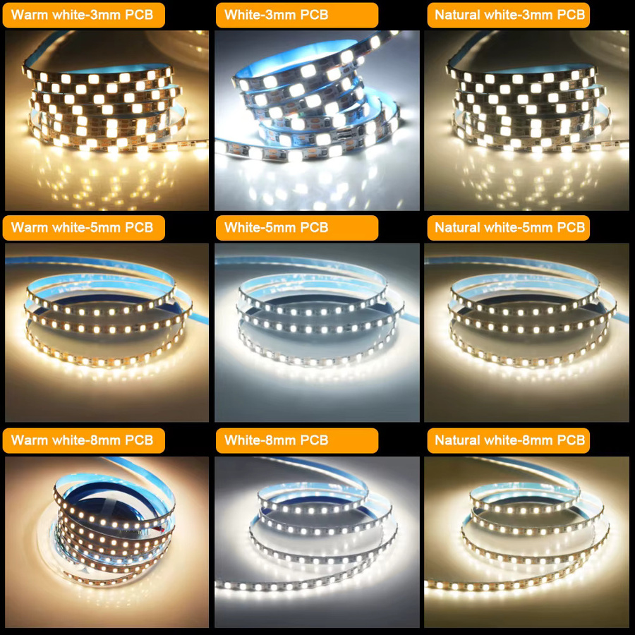 Ultradünner PCB-LED-Streifen 5V mit 120 LEDs/m in Warmweiß, flexibles 2835 SMD LED Band, Breite: 8 mm, Schutzart IP21, nicht wasserdicht - Bild 3