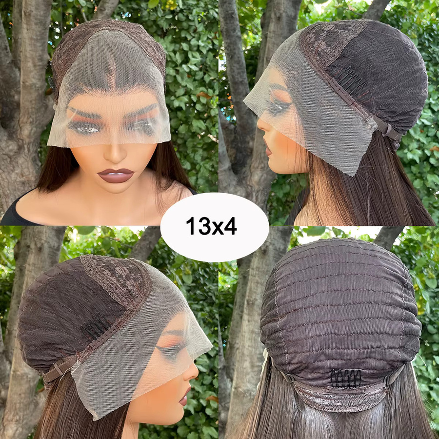Artjosy Lace-Front-Perücke, synthetisch, tiefschwarz, gerade, 66 cm, Damen - Bild 3