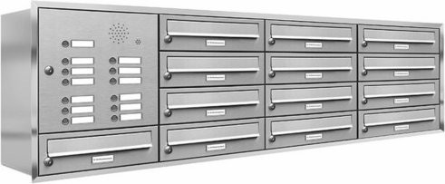 AL Briefkasten-System für 13 Parteien zur Unterputzmontage, silberfarben, B/H/T: 157,2 x 50 x 27,5 cm - Bild 1