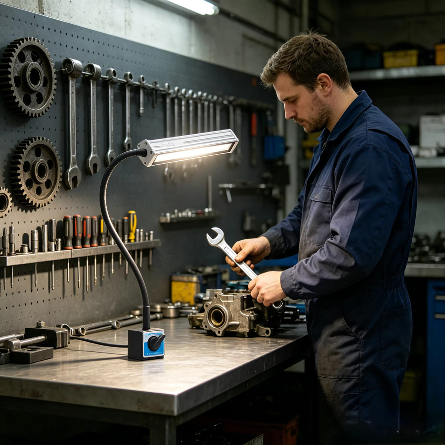 Magnetisches LED-Arbeitslicht mit 60 LEDs und flexiblem Schwanenhals in Schwarz für die Industriebeleuchtung und Werkzeugmaschinen - Bild 2