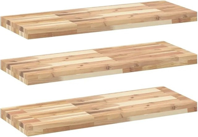 3er Set vidaXL Schweberegale aus Massivholz Akazie, Unbehandelt, Braun, B: 80 cm, T: 30 cm, H: 4 cm - Bild 1