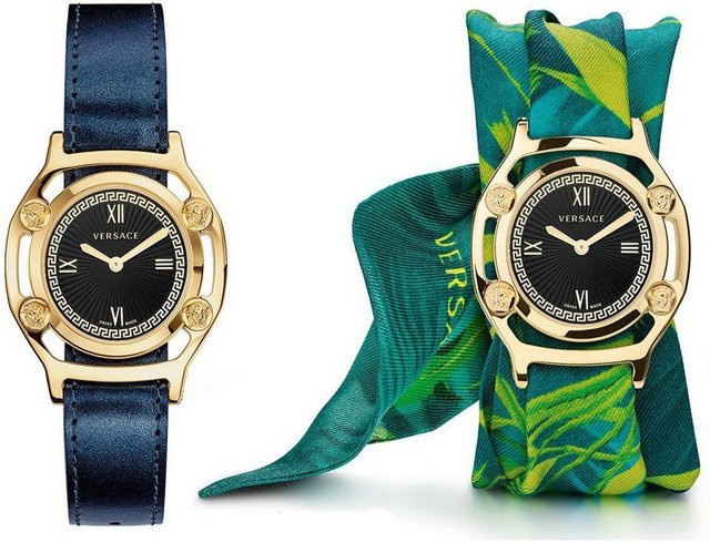 Versace Armbanduhr, Quarz, Edelstahl, Gold, Leder, 36 mm, Damen - Bild 1