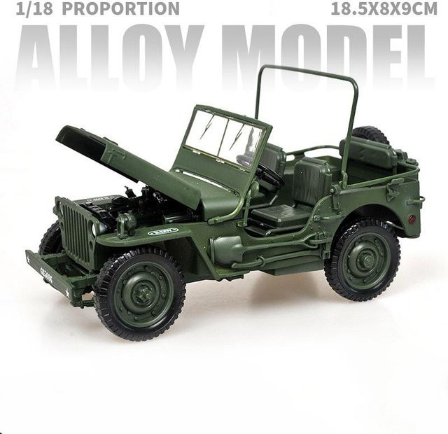 Linyi Toy Car Willys Gp Taktischer Militär-Jeep SUV, Modellauto, 1:18, Metall, ab 14 Jahren - Bild 1