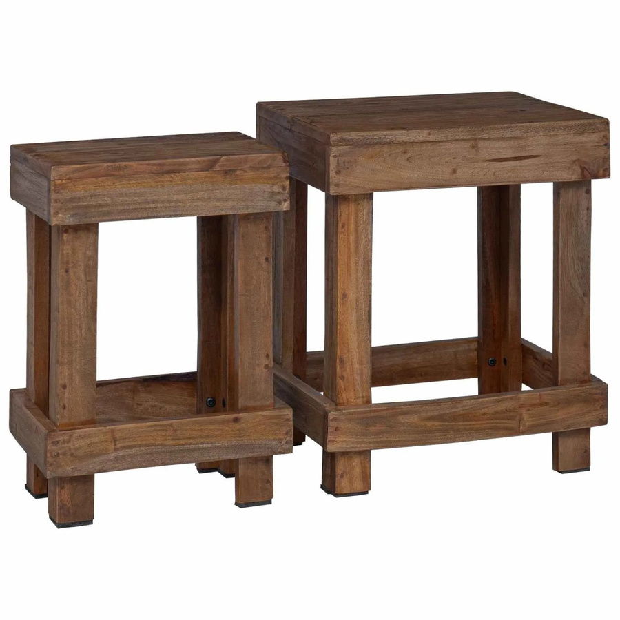vidaXL Pflanzenständer 2-teilig aus Mahagoni Holz in Braun, B/T/H: 70 x 11 x 27 cm - Bild 2
