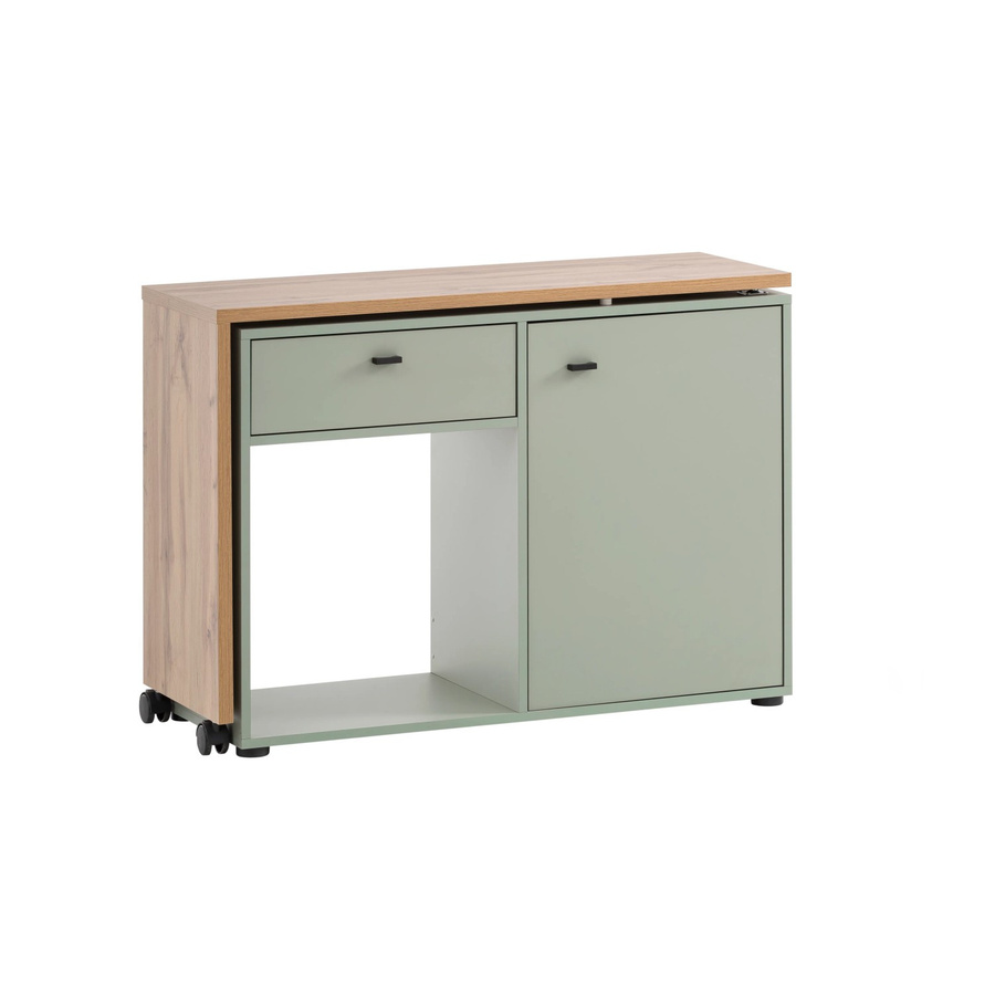 PROREGAL Schreibtisch Monkey mit drehbarer Arbeitsplatte, 1 Schublade und Aktenschrank mit 2 Fächern, Eiche und Pistazie, H 75 cm x B 105 cm x T 39 cm - Bild 2