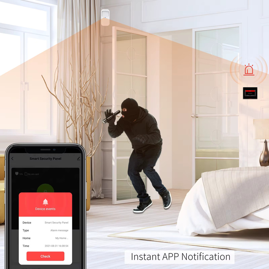 Staniot Smart Home Sicherheitsalarmsystem-Set 433MHz WLAN 4G für Garage und Wohnbereich in Weiß, kompatibel mit Tuya und Smartlife App - Bild 4