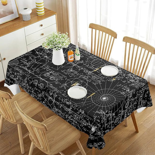 Rechteckige Tischdecke von Fancy Style Studio mit mathematischem Formel-Design in Schwarz, B/T: 150 x 90 cm - Bild 1