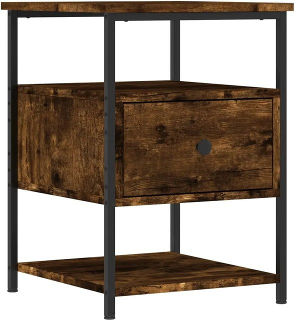 vidaXL Nachttisch Räuchereiche in Braun aus Holzwerkstoff und Eisen, B/T/H: 40 x 42 x 56 cm - Bild 1