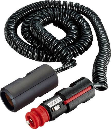 ProCar Verlängerungskabel mit Zigarettenanzünderkupplung und Sicherheits-Universalstecker in Schwarz - Bild 1