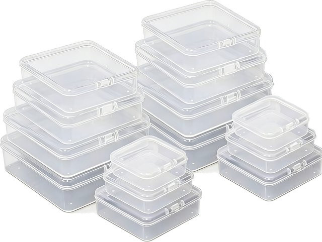 TMZ Mini-Aufbewahrungsboxen aus Kunststoff mit Deckel, transparent, für Bürobedarf und Schmuckkomponenten - Bild 1