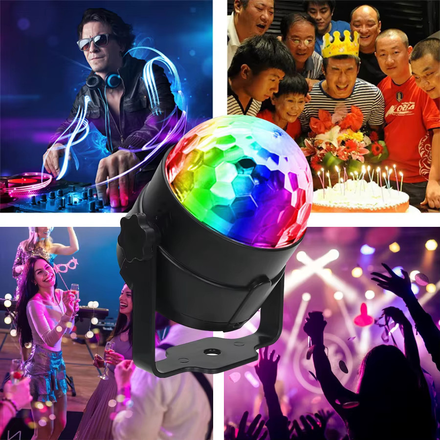 KDULIT RGB LED Discokugel Partybeleuchtung mit Rotationseffekten in Multicolour, B/T/H: 15,5 x 9,7 cm - Bild 3