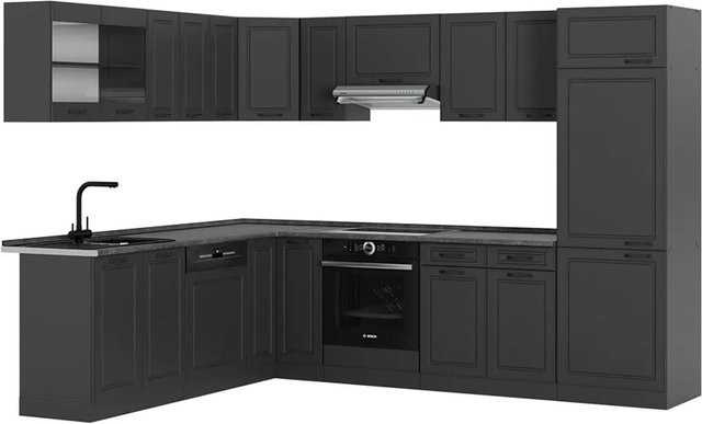 Vicco R-Line Eckküche Landhaus Anthrazit Matt B/T/H: 227 x 287 x 207 cm - Bild 1